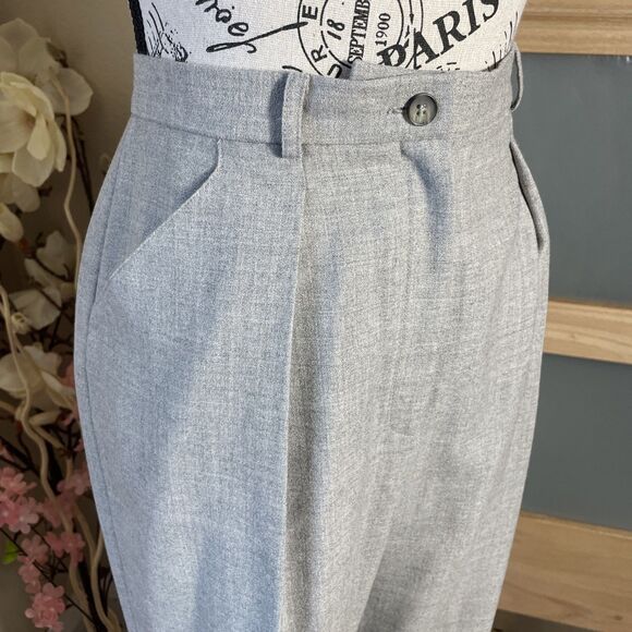 VTG Jones New York 100% Wool Pants Slacks Sz 6 Gray Lined Pleated Cuffs Wide Leg - Picture 2 of 12